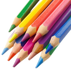 and keyword list based on the image.. Colored pencils stacked tightly, arrayed on surface, creating vibrant rainbow