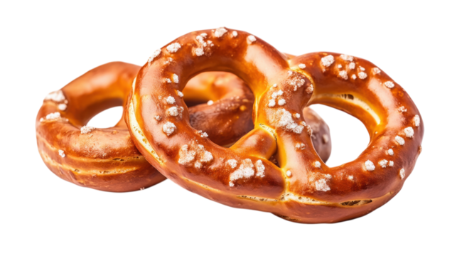 Delicious Pretzels Sprinkled with Salt isolated on a Transparent Background