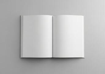 Open blank book mockup on a gray background for design