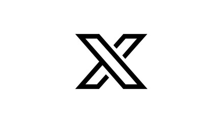 Geometric letter X logo icon with bold black intersecting monoline strokes creating a modern minimalist symbol with sharp clean angles.