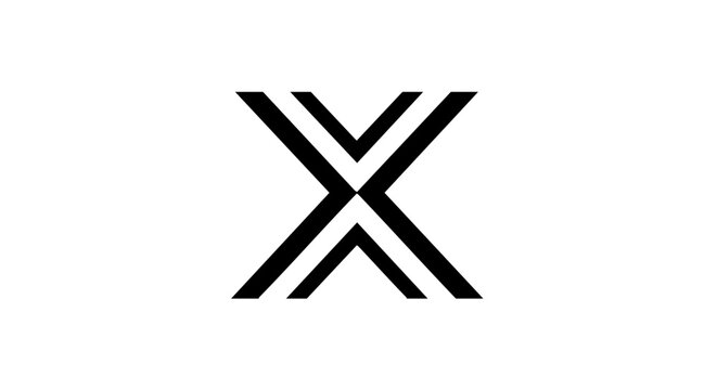 Modern geometric letter X logo icon a black abstract symbol composed of bold parallel diagonal lines.