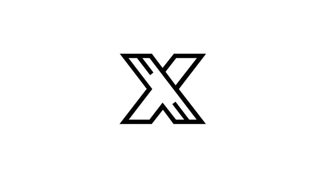 Modern geometric letter X logo icon with dynamic intersecting parallel lines.
