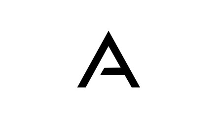 Bold black geometric letter A logo with a modern minimalist design and an incomplete crossbar.