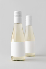 Small red and white wine bottle mockup, Burgundy Alsace Rhone shape, on neutral background