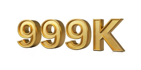 Golden 999k text isolated on transparent background