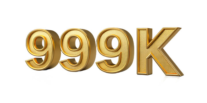 Golden 999k text isolated on transparent background