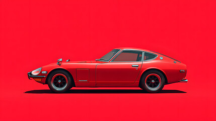 Fototapeta premium Vintage Red Performance Car with Chrome Accents