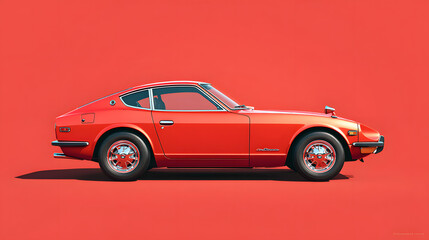 Obraz premium Vintage Red Performance Car with Chrome Accents