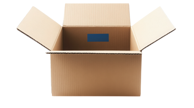 Empty Cardboard Box isolated on a Transparent Background