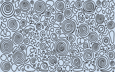 Fototapeta premium Abstract doodle pattern of swirling circles and organic shapes