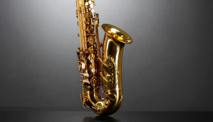 Golden saxophone on dark background