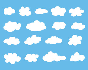 Clouds in blue sky cartoon seamless pattern. Vector illustration
