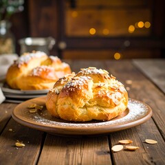 Festive braided bread dusted with sugar