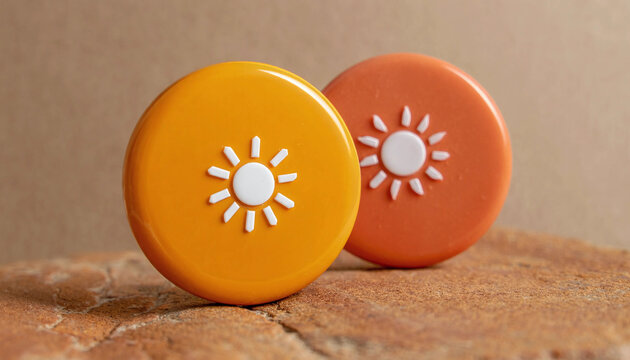 Three decorative pink, red, and orange easter eggs on a fresh green background