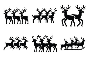 reindeer team vector icon set
