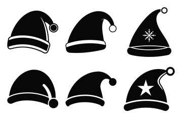 santa hat vector icon set