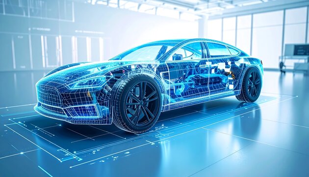 Electric car technical drawing