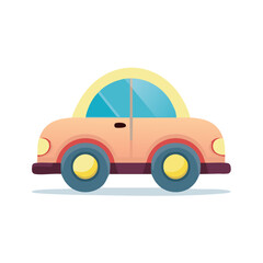 Cartoon Toy Car Illustration with Rounded Shapes and Playful Design Style