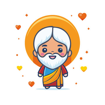 cute cartoon saint with orange halo clip art preview