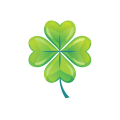 Shiny Green Four Leaf Clover Symbol of Luck and St. Patrick's Day Celebrations
