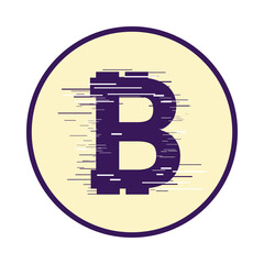Digital bitcoin cryptocurrency symbol with glitch effect