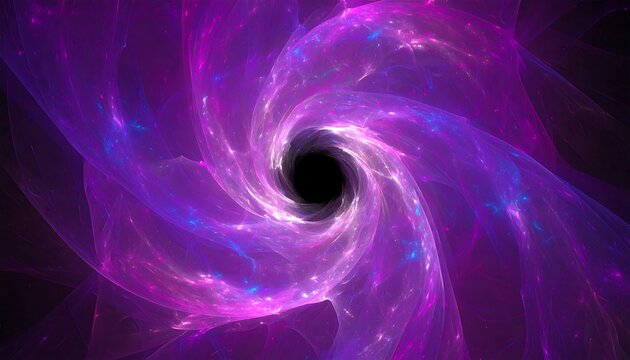 A swirling vortex of vibrant purple and blue fractal patterns, showcasing an abstract cosmic design.