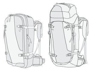 Utility Backpack Vector Flat Sketch Fashion Illustration. Clean technical drawing for fashion design, outdoor gear, CAD flats, tech packs, and accessory development.
