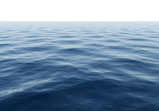 Tranquil Blue Ocean Water Surface Horizon Cut Out PNG.