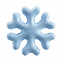 Obraz premium 3D cute snowflake with rounded soft blue shape and glossy surface, winter decorative symbol design isolated on transparent background