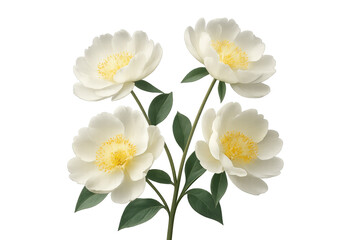 Fototapeta premium Bouquet of four white peonies blooming on transparent background