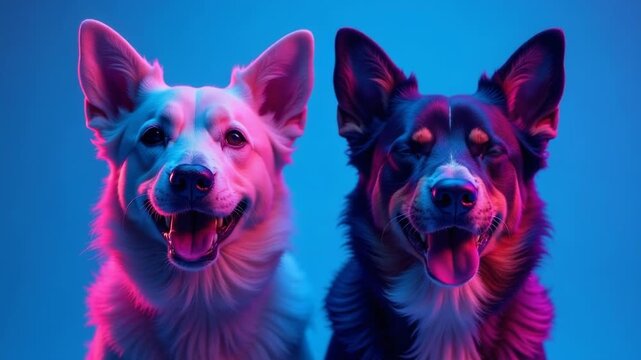 Two canines sit side by side, enjoying each other's company