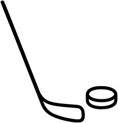 Naklejka premium Hockey Stick and Puck Icon Minimal Vector Outline Ice Hockey Team Competition Illustration