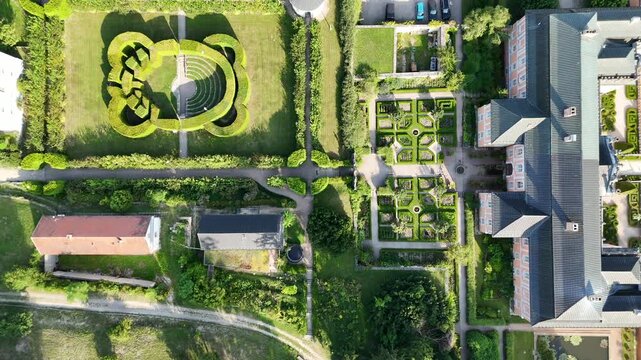 Aerial drone view of Nov&eacute; Hrady Baroque castle, Czech Republic
