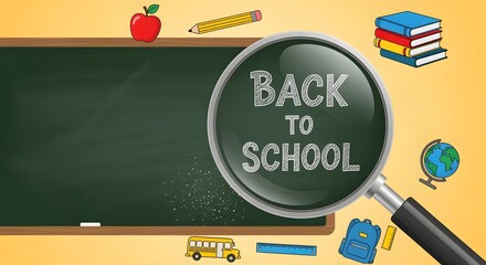 Back to School Concept with Chalkboard and Education Supplies