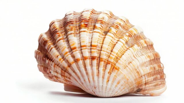 A close-up of a shell on a white surface