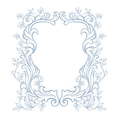 Vintage crest, or wedding baroque frame. Classic Victorian frame for wedding invitation, card, cover, save the date, monogram frame. Vintage frame with floral decor. Hand drawn elegant antique crest.