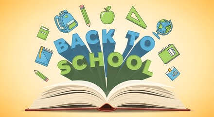 Back to School Education Concept with Supplies and Open Book