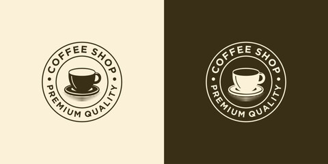 Coffee Shop Logo Design Template. Coffee Cup Logo Icon. Hot Drink Concept. Retro Vintage Emblem. Retro Coffee Badge. Vector Illustration.