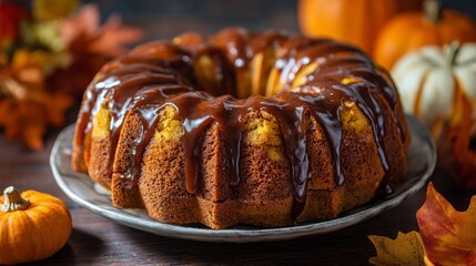 pumpkin coffee cake with brown sugar glaze, 16:9