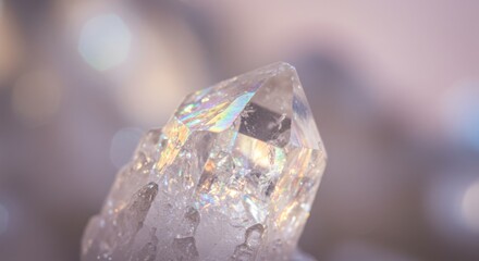 Macro shot of clear quartz crystal