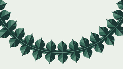 A decorative garland of green leaves arranged in a semicircular pattern against a light background