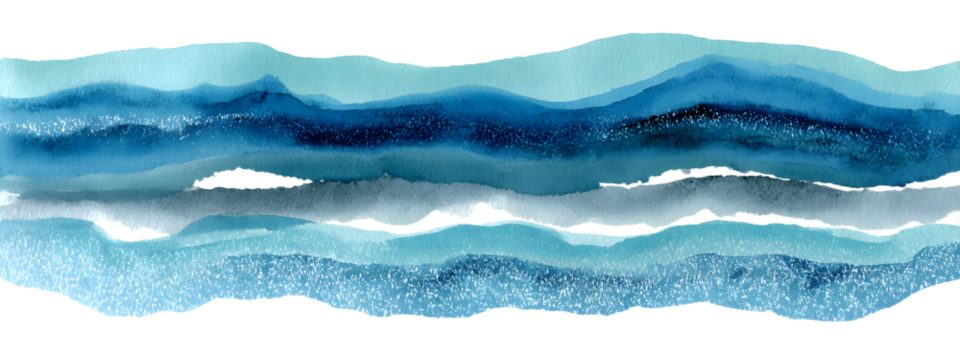 Aquamarine watercolor strip multilayered