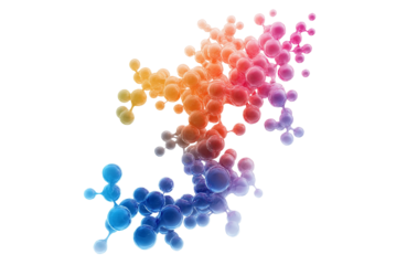 Abstract colorful protein structures isolated on transparent background. Vibrant abstract protein molecules isolated.