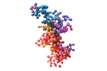 Abstract colorful protein structures isolated on transparent background. Vibrant abstract protein molecules isolated.