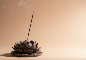 Dark lotus incense holder with smoke