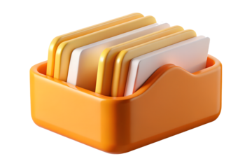 Orange card holder with cards isolated on transparent background
