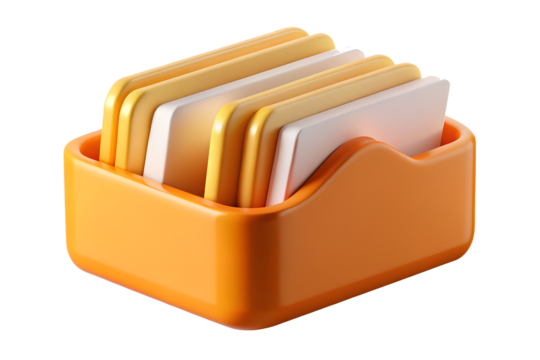 Orange card holder with cards isolated on transparent background