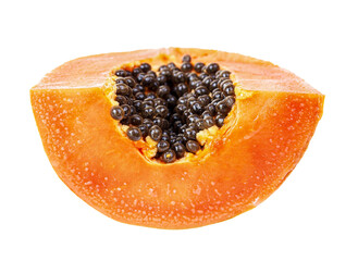 Papaya, closeup. Isolated on transparent background