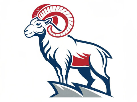 Ram Head, Fierce Stare Mascot Front View