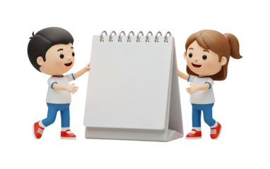 Crianças Apresentando um Bloco de Notas em Branco